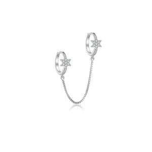 925 Sterling Silver Star of David Chain Earrings